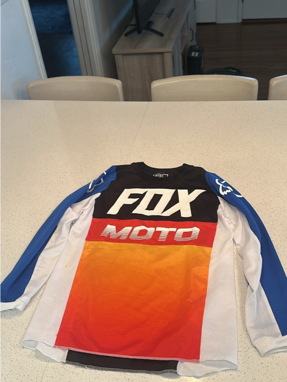 Fox Boys Long Sleeve Moto Riding Jersey and Pants  - Blue/Orange/Red